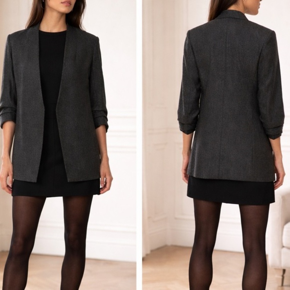 Aritzia Babaton New Power Heather Charcoal Wool Cashmere Blazer